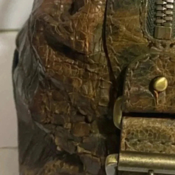 Theory brown crocodile brown distressed leather satchel handbag - Picture 13 of 13